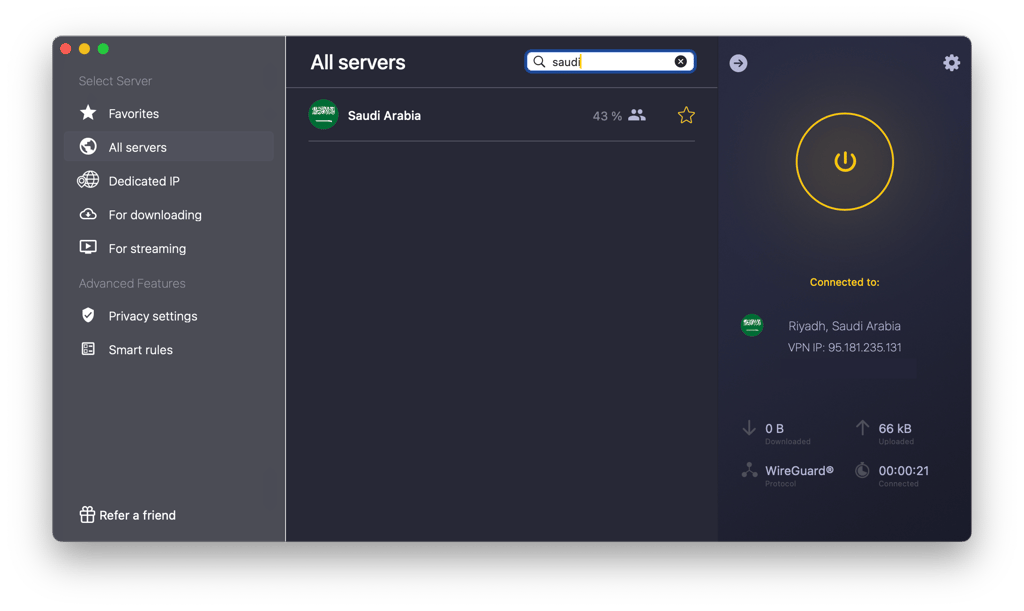 CyberGhost Saudi Arabia server