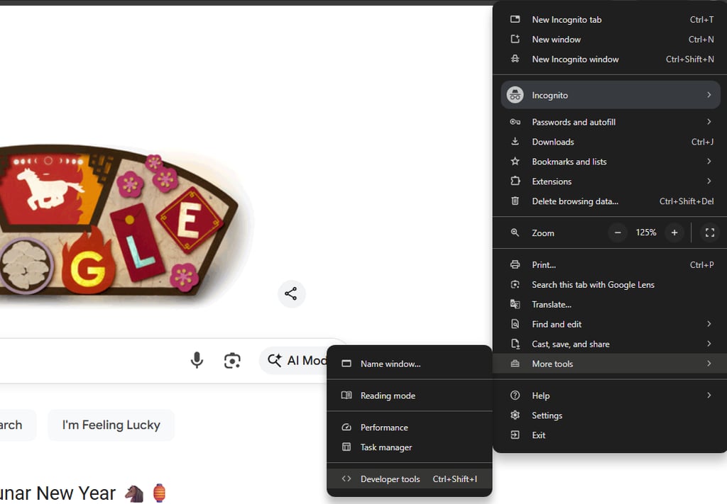 Developer tools Chrome