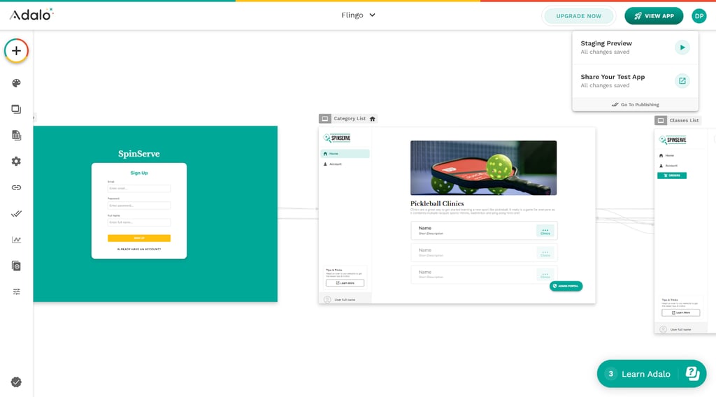 developing an app in adalo