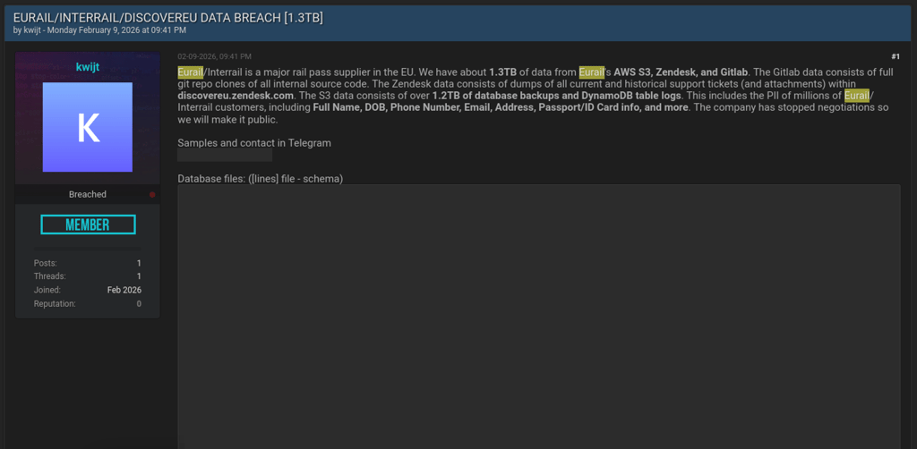 Eurail data breach