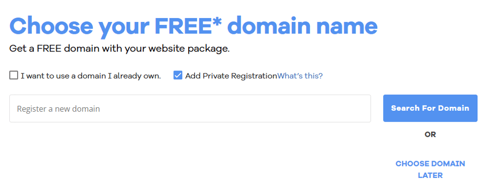 hostgator choosing domain during checkout