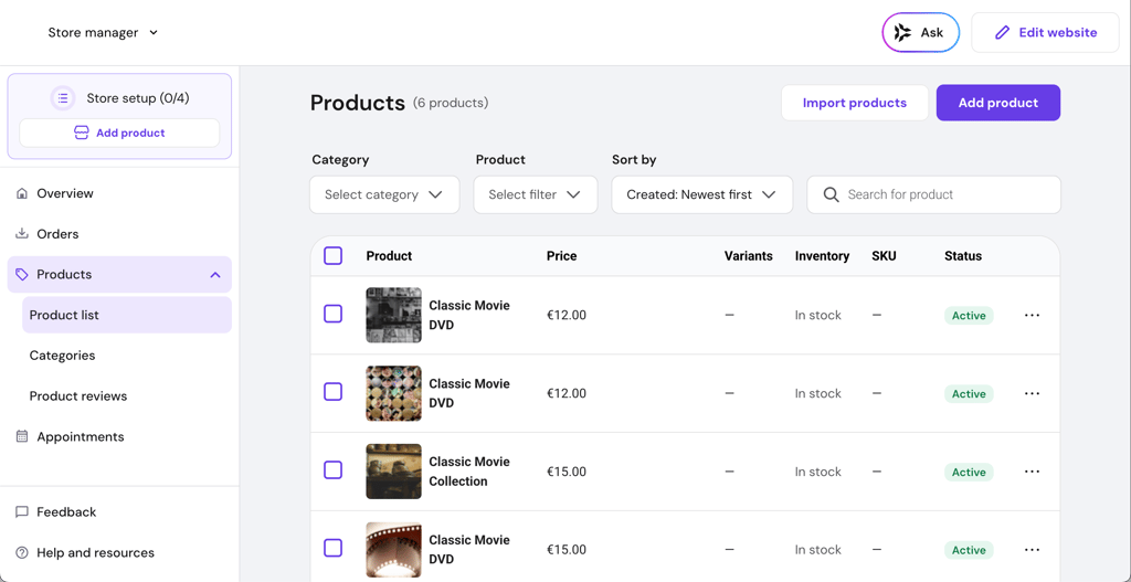 Hostinger product listings
