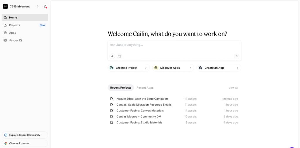 jasper chatbot interface