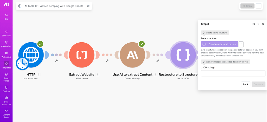 Make AI builder interface