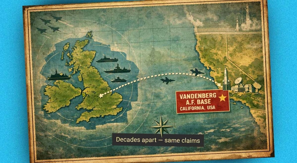 A map of the UK and USA military bases with Vandenburg singled out.