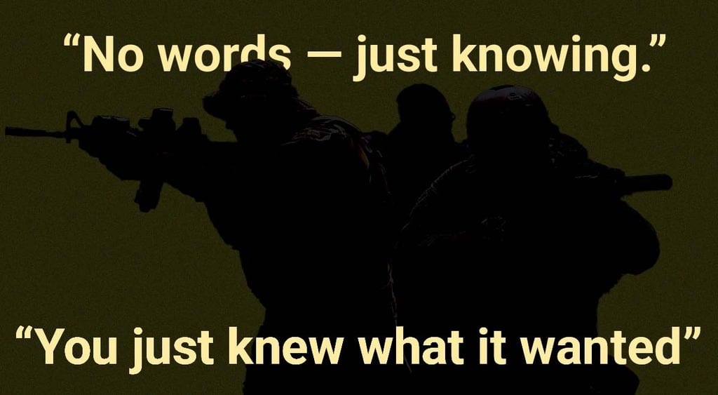 A military silhouette complete with philosophical quote.