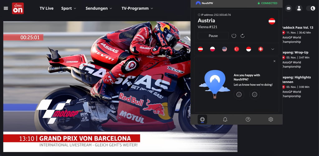 MotoGP-Streaming mit NordVPN