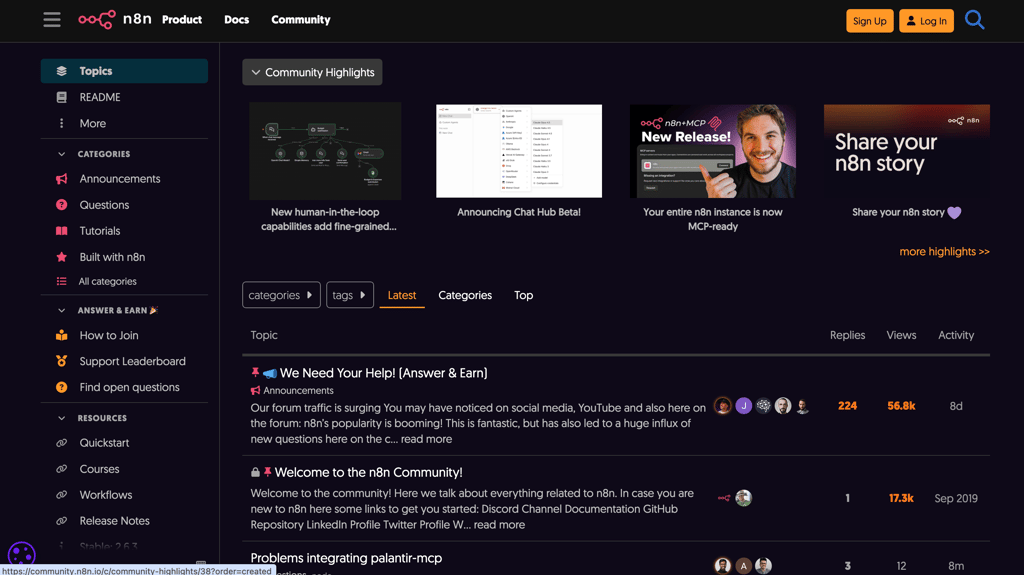 n8n’s community forum