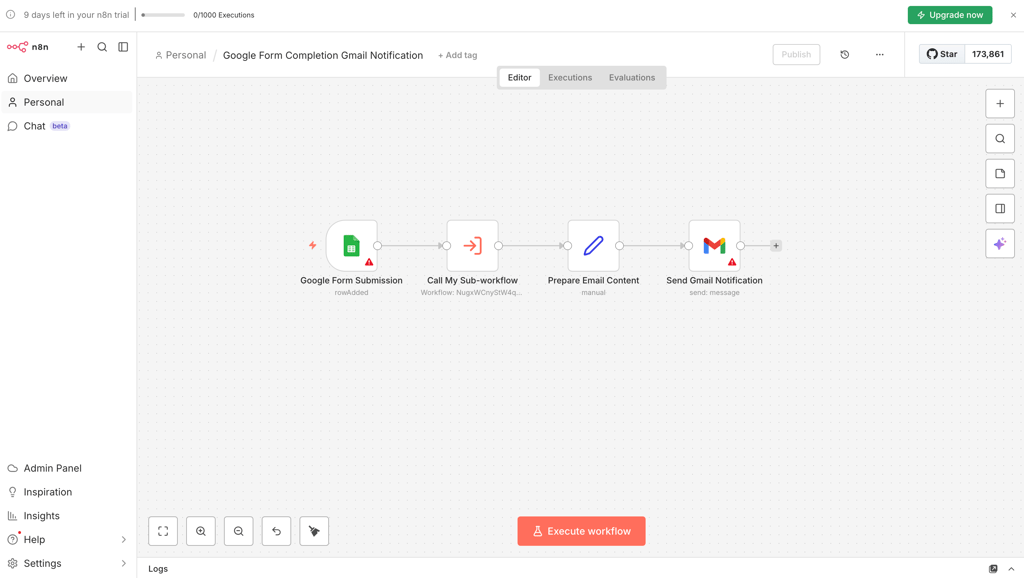 Building a workflow with n8n