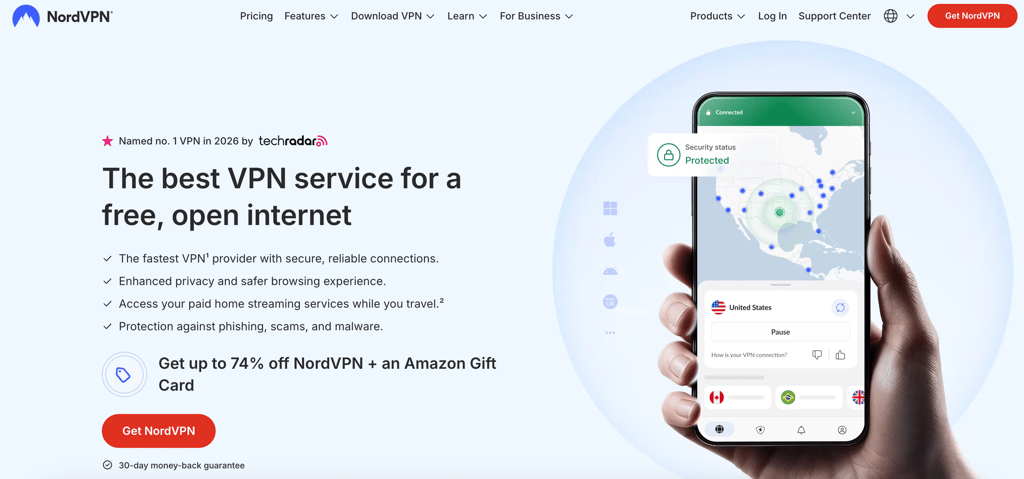 NordVPN downloads page on its website feb