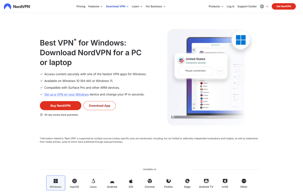 NordVPN download page
