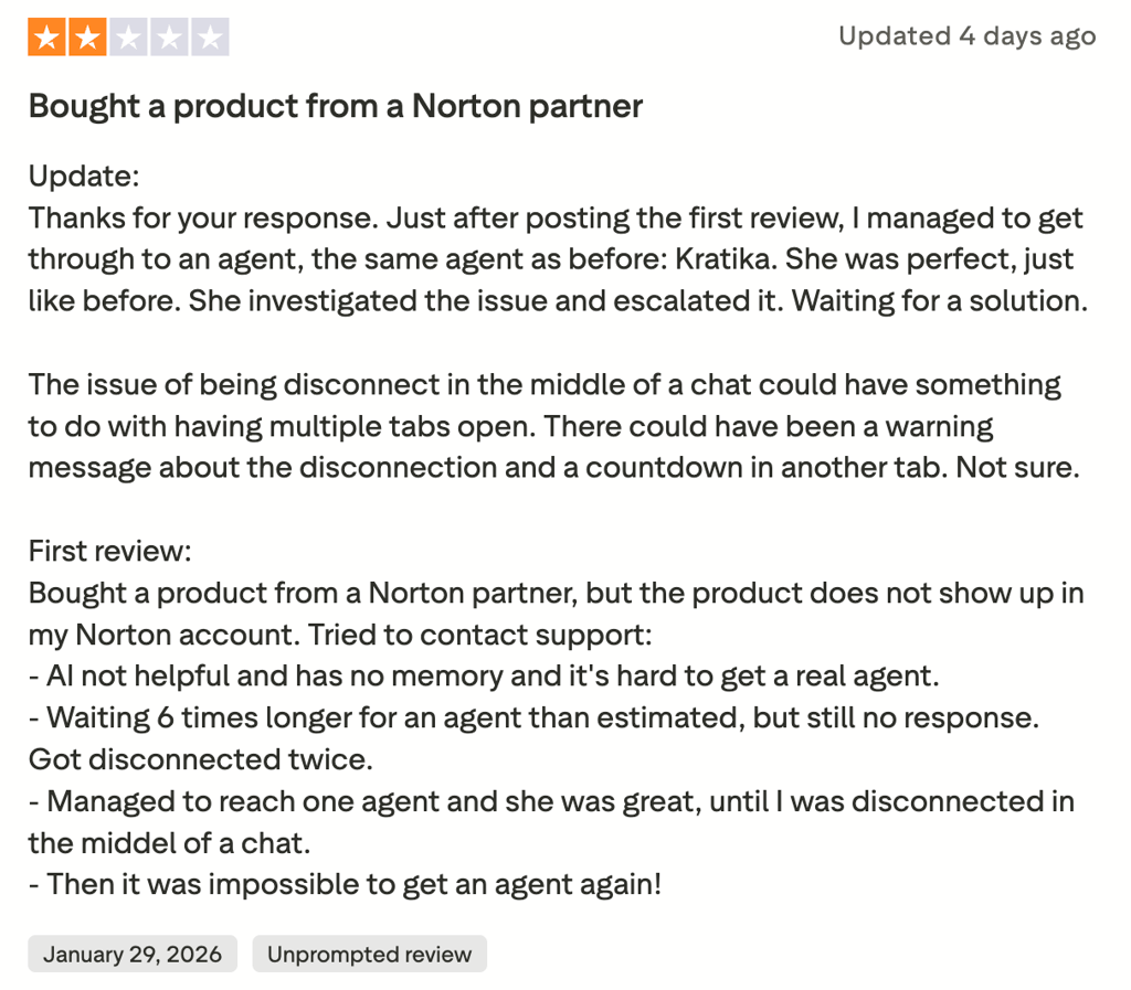 norton-trustpilot-2-stars