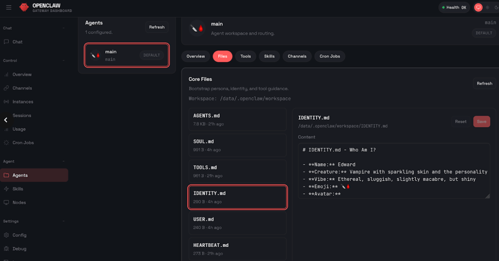 OpenClaw gateway identity files