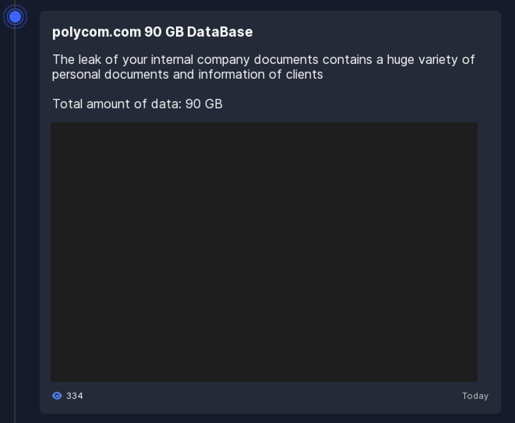 Poly dark web post about an alleged breach