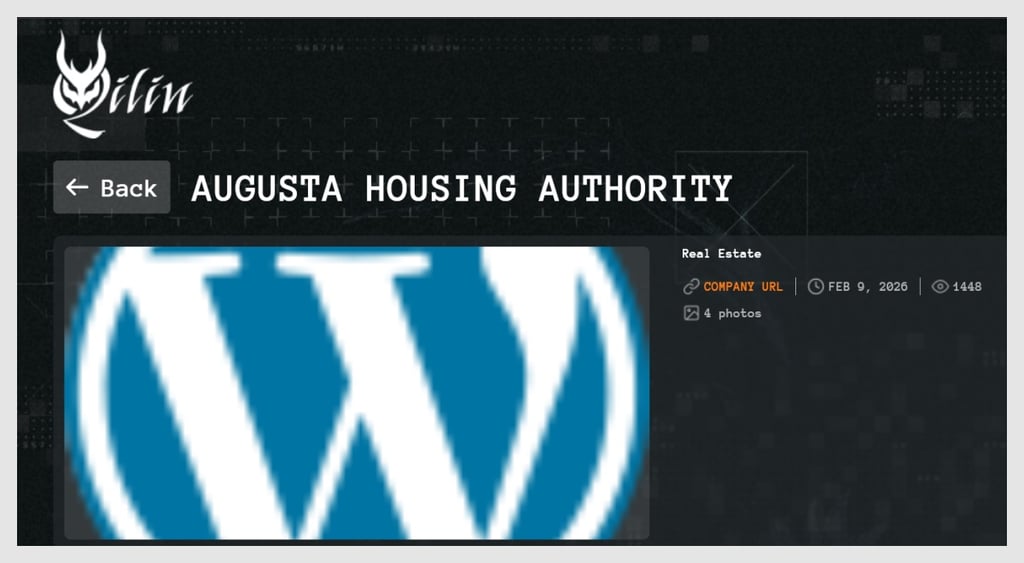 Qilin ransomware attack Augusta Housing Authority post