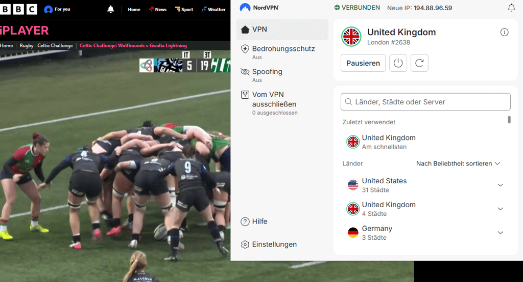 Rugby BBC iPlayer VPN