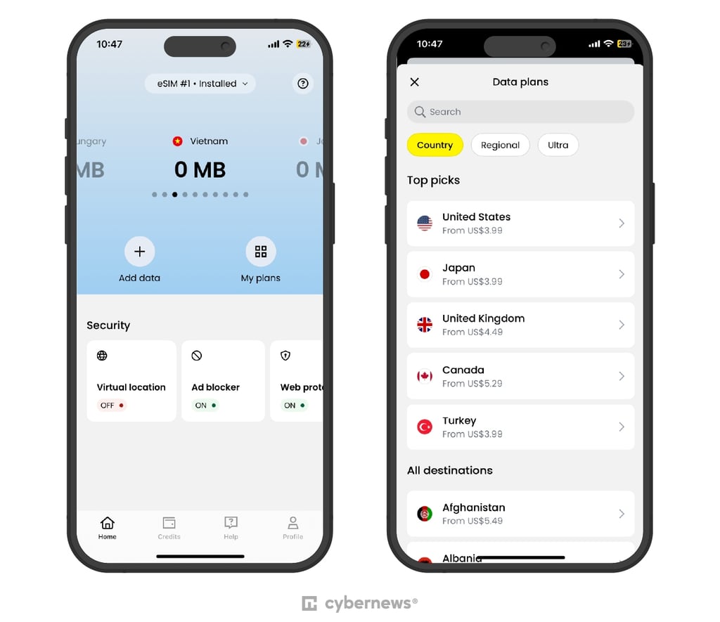 Saily interface on iPhone