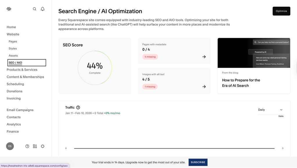 Squarespace AI SEO tools