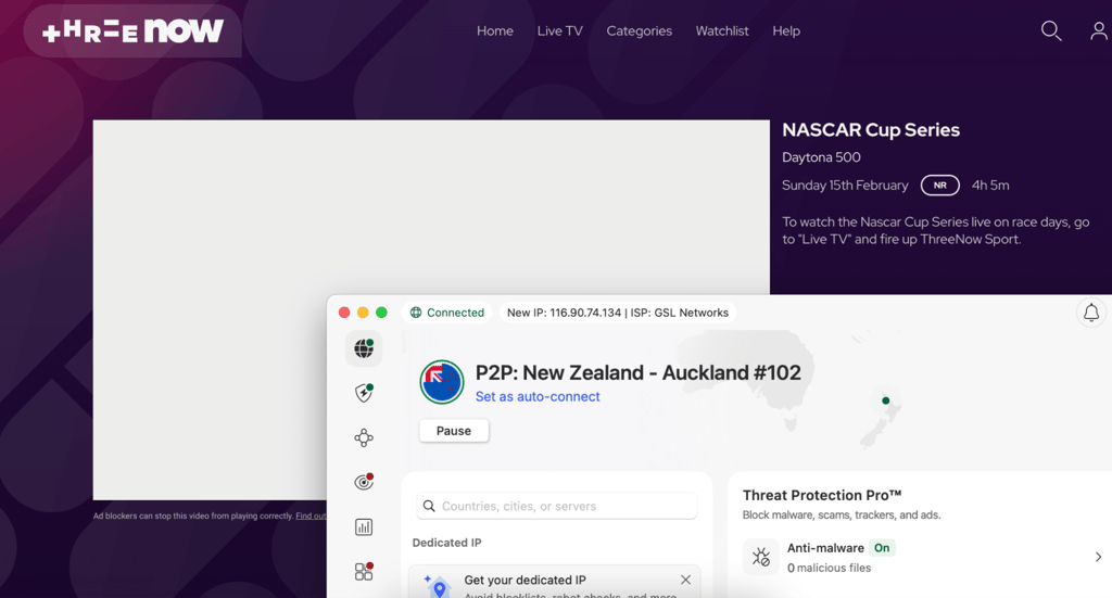 Streaming NASCAR Cup Series on ThreeNow