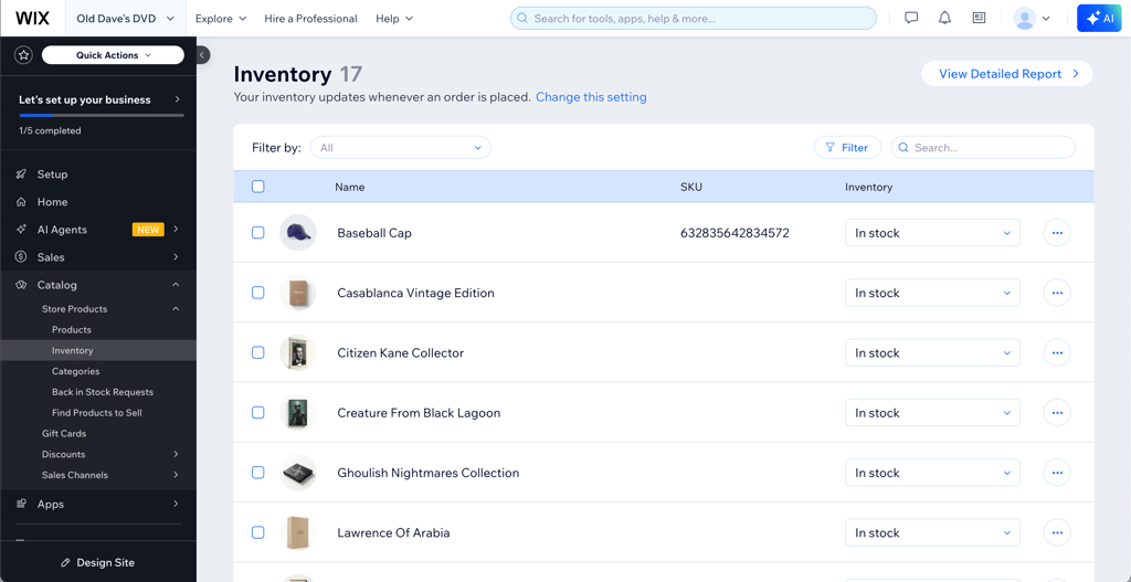 Wix inventory management