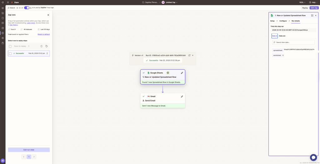 Zapier task history