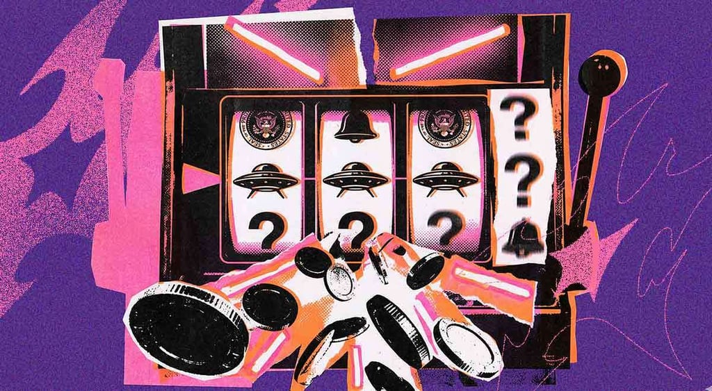 A slot machine with symbols