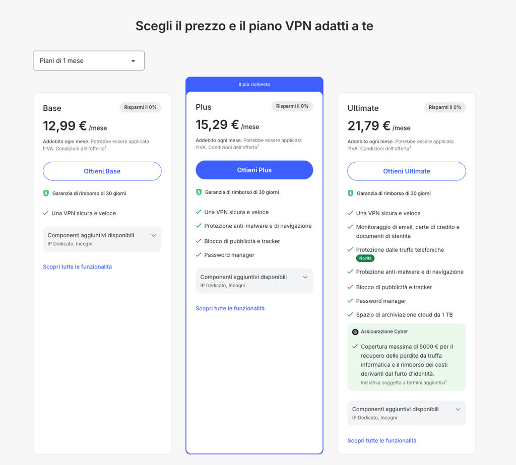 Abbonamento mensile NordVPN