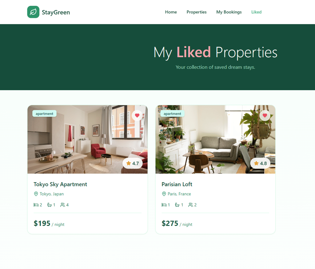 Base44 implemented favorite properties functionality