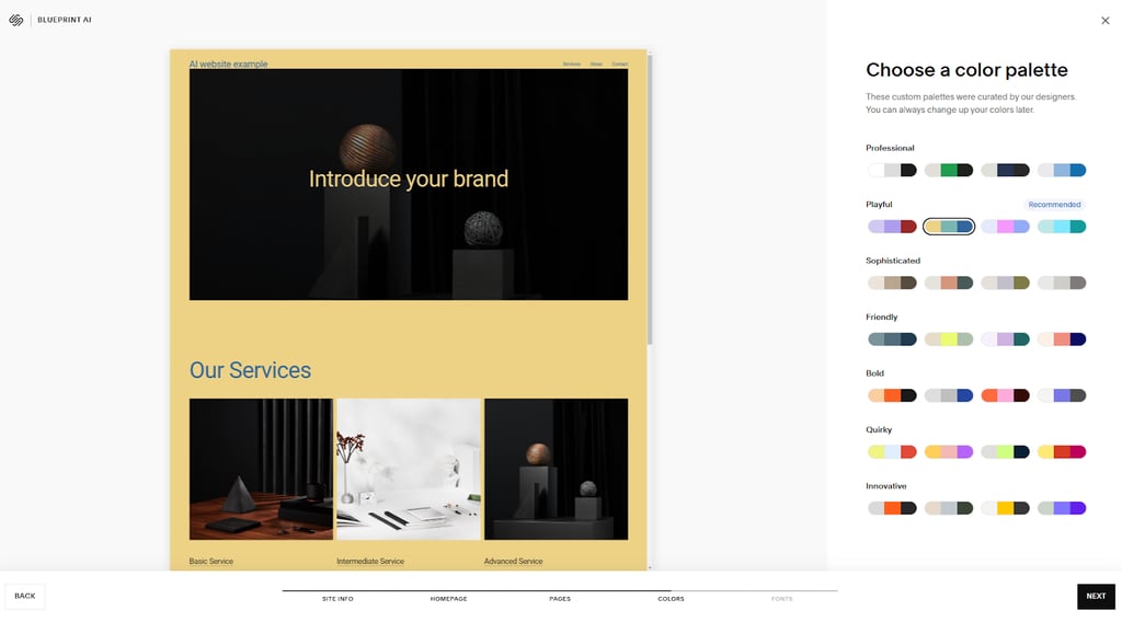 Choosing a color palette for a Squarespace website