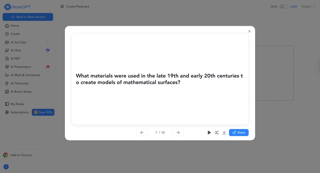Creating flashcards with NoteGPT