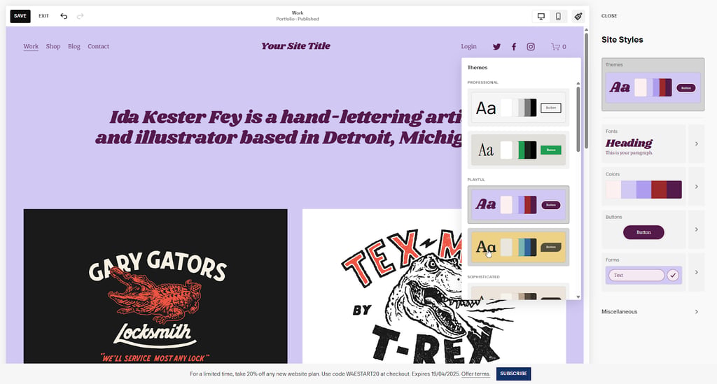 Customizing website colors and fonts in Squarespace