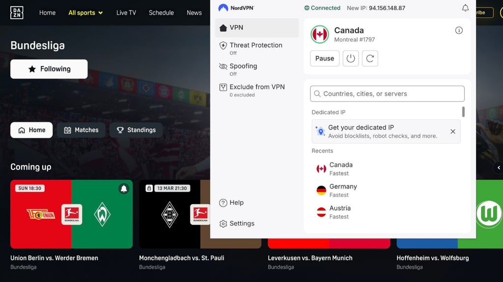 DAZN Kanada mit VPN