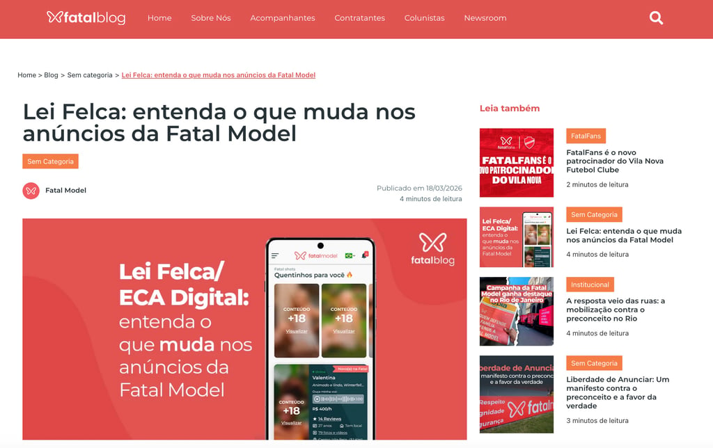 Fatal Model solicitando verificação de idade
