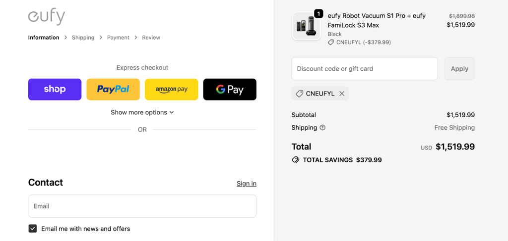 Eufy complete your order
