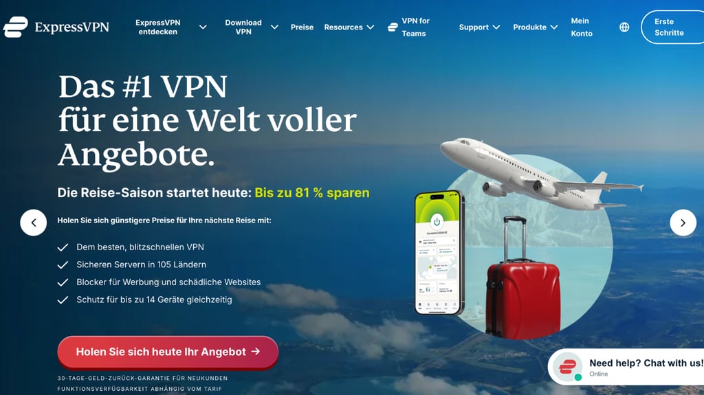 ExpressVPN DE Webseite