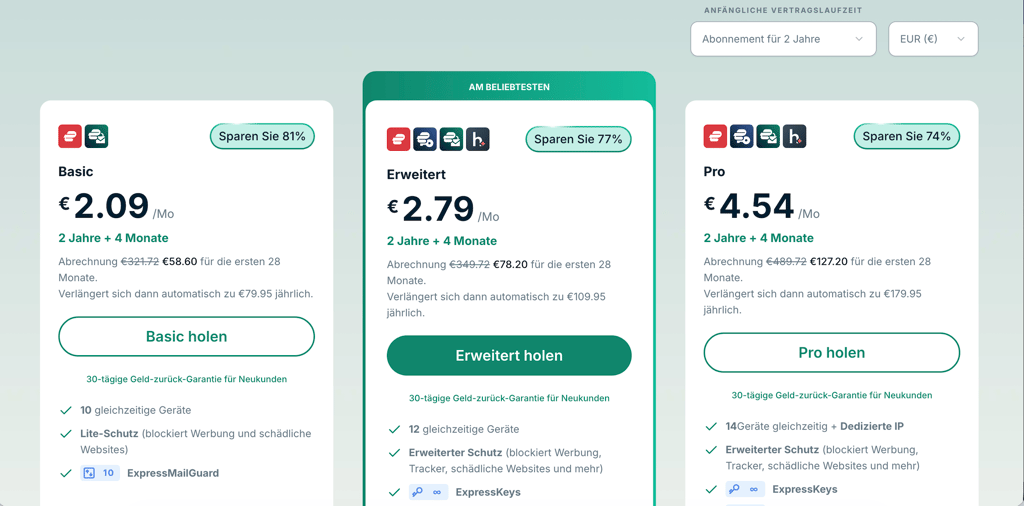 ExpressVPN Tarife