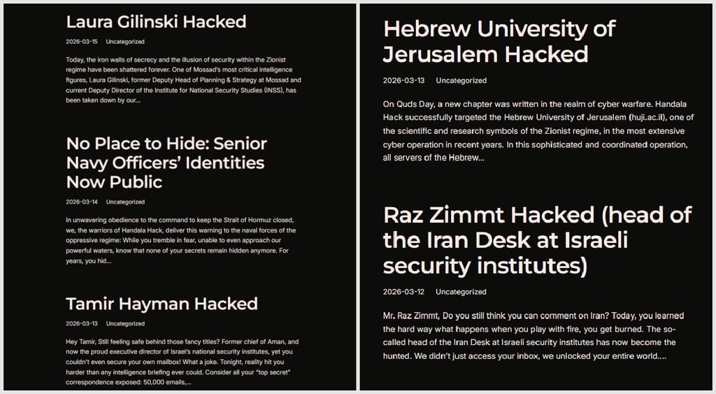 Handala weekend attacks