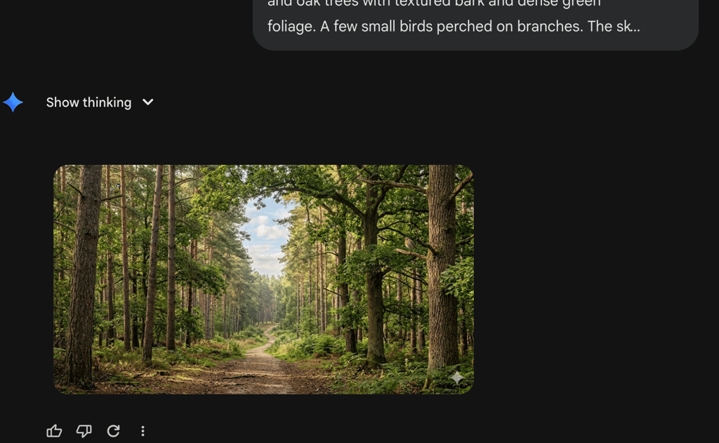 Nano Banana 2 generated a landscape – feels less realistic compared to images with humans