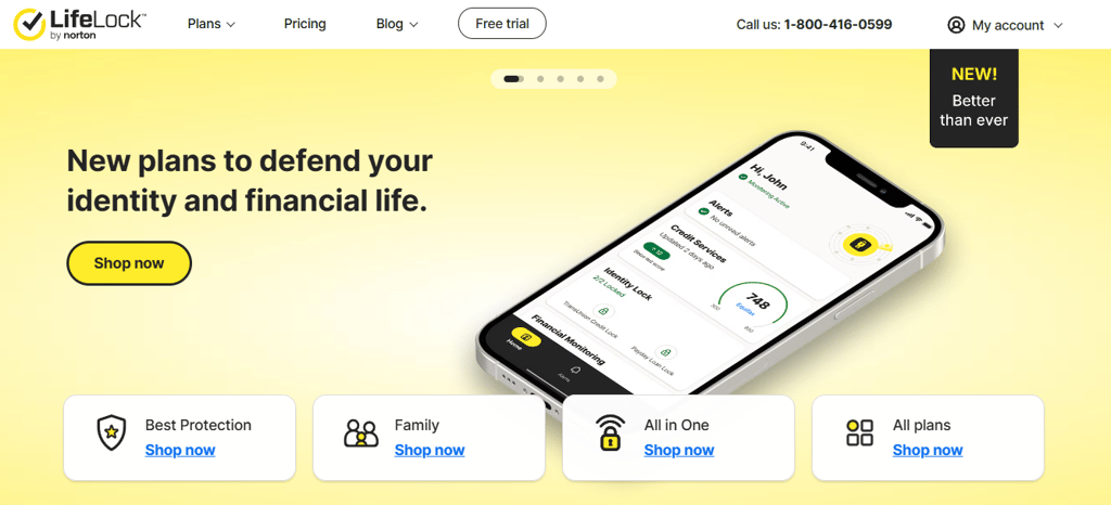 LifeLocks homepage with quick links