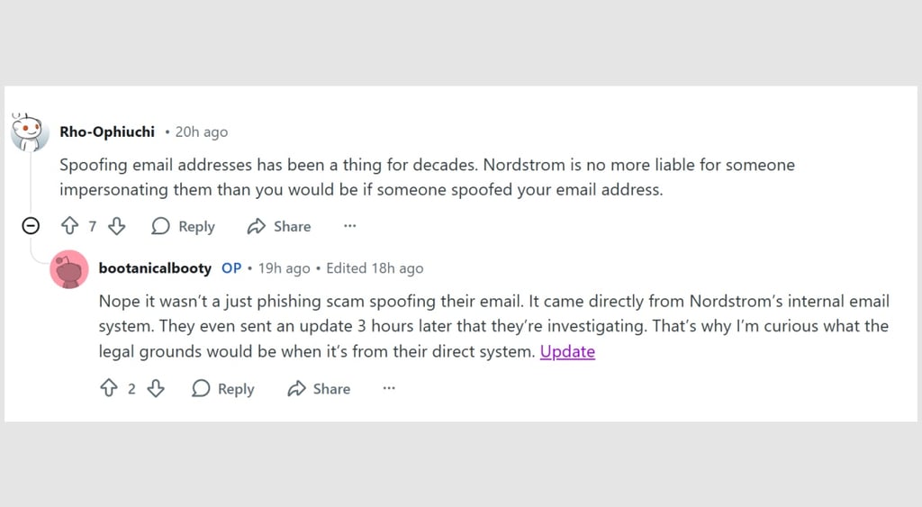 Nordstrom breach Reddit comments