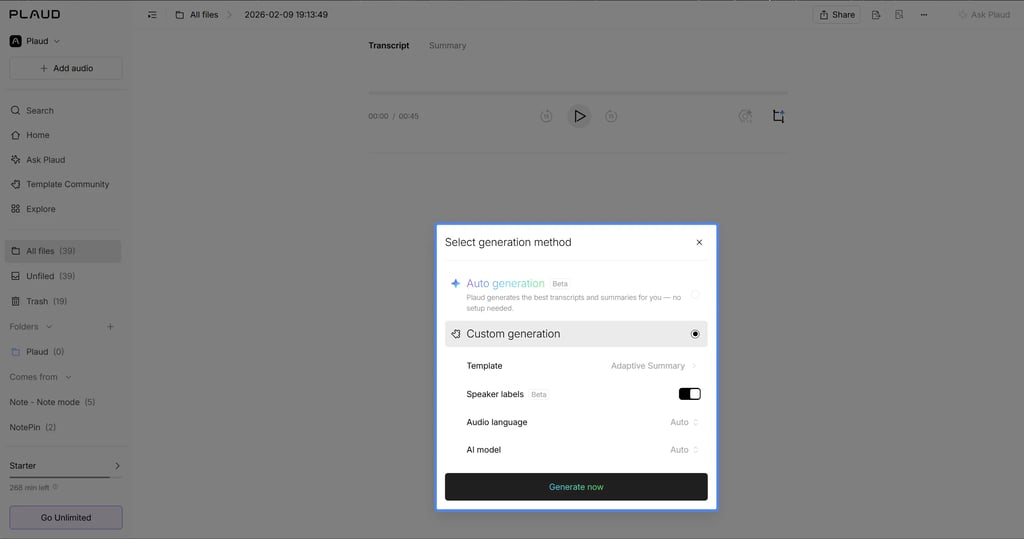 Plaud AI transcription
