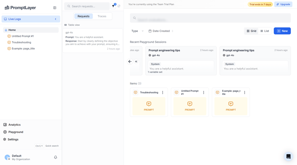 PromptLayer version tracking