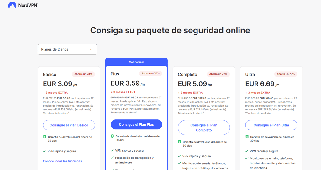 NordVPN prices for 2 years