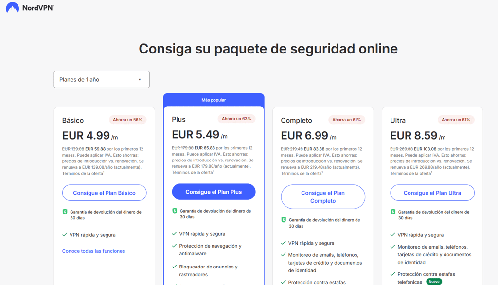 NordVPN prices for 1 years