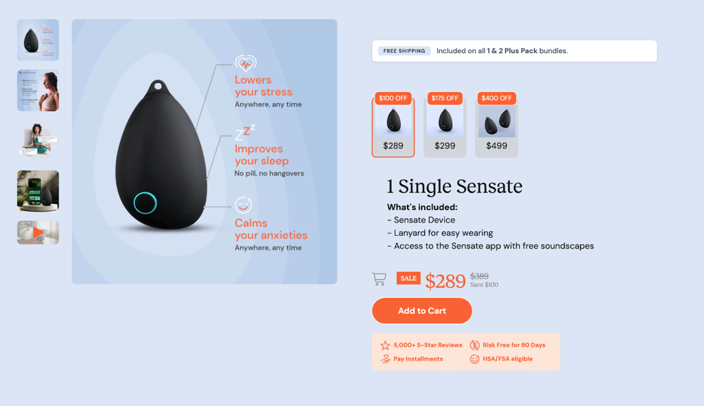 Sensate product page