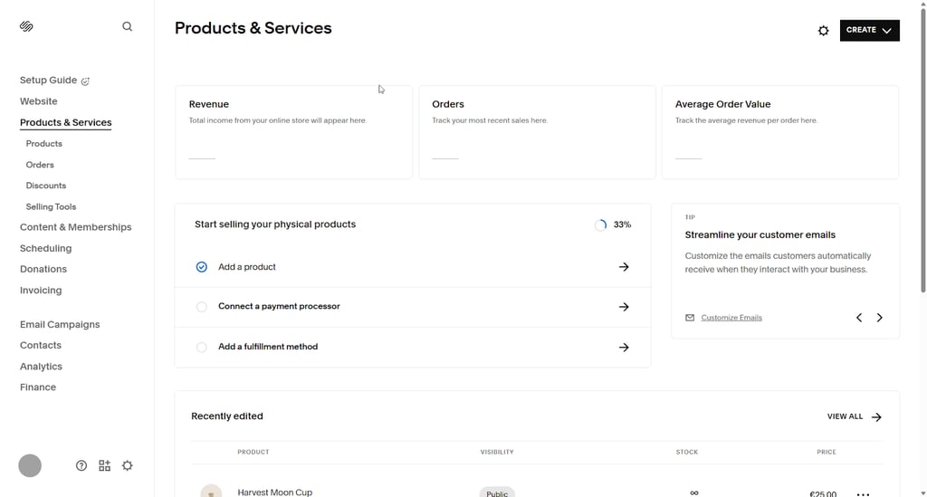 Squarespace product and services