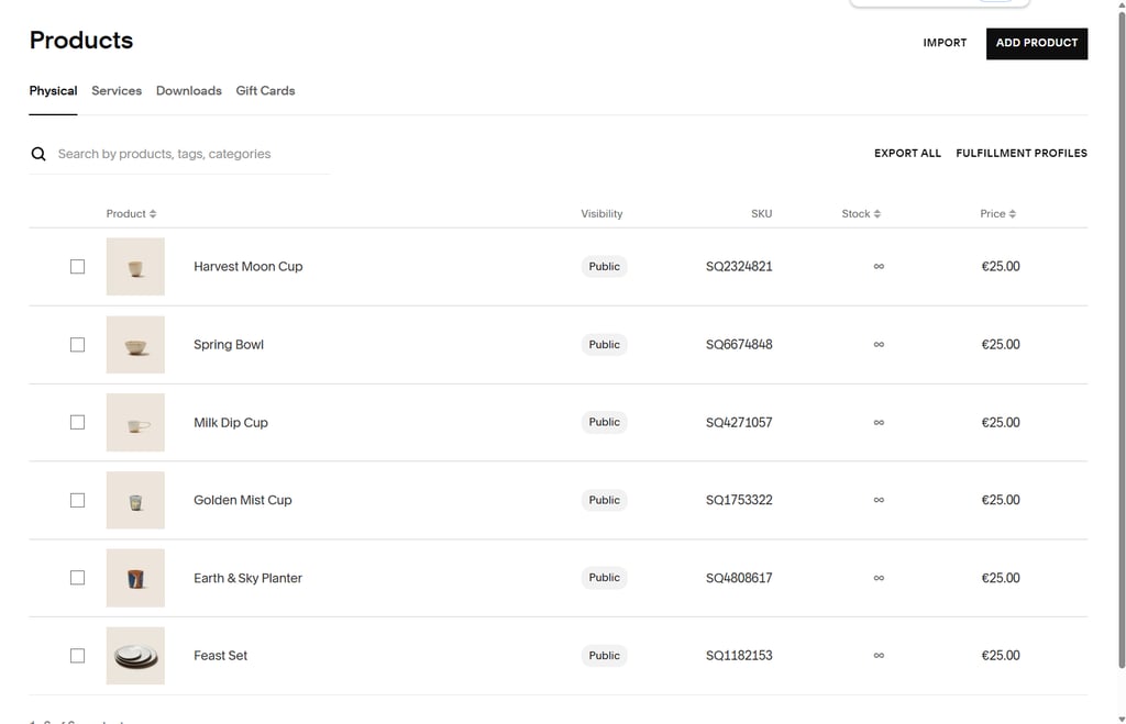 Squarespace product details