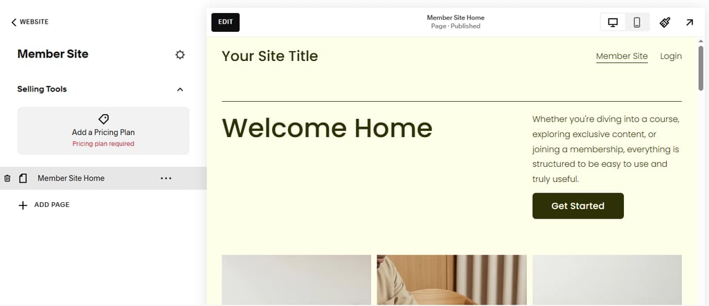 Squarespace setting up the membershi