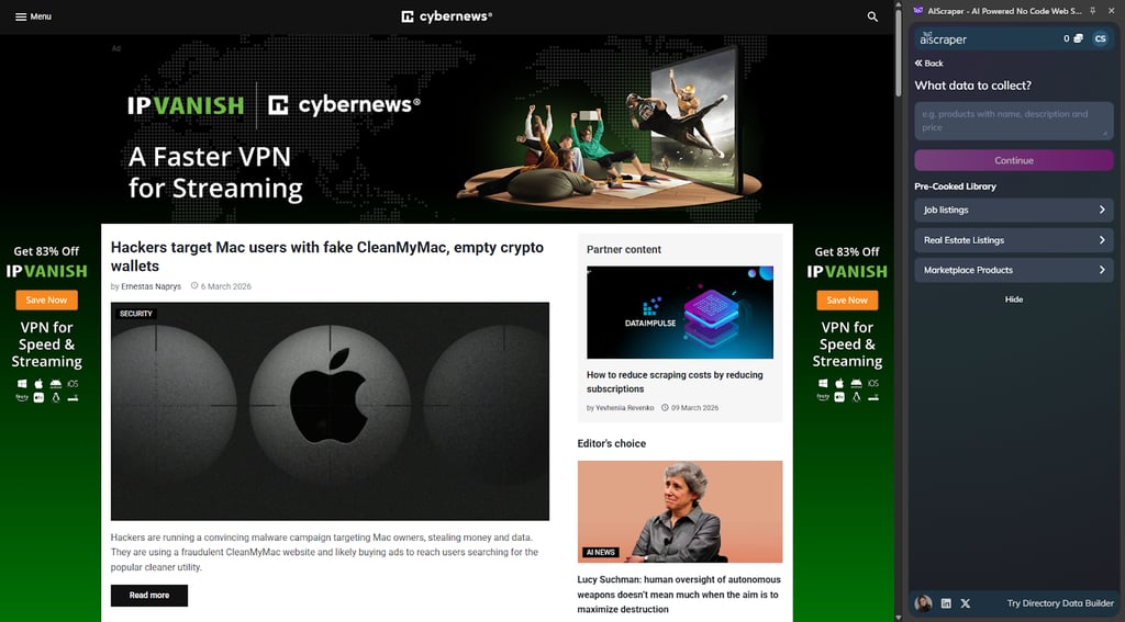 Web scraping with AIScraper
