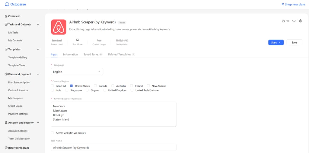 Web scraping with Octoparse